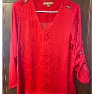 Ellen Tracy 3/4 sleeve blouse with gold embellishments size small